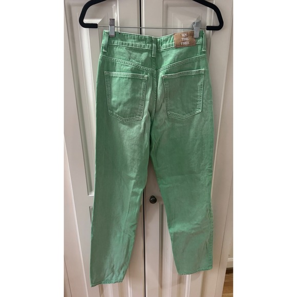 We The Free People High-Rise Straight Leg Jeans Size 26 Green 5 Pocket EUC - Picture 8 of 16
